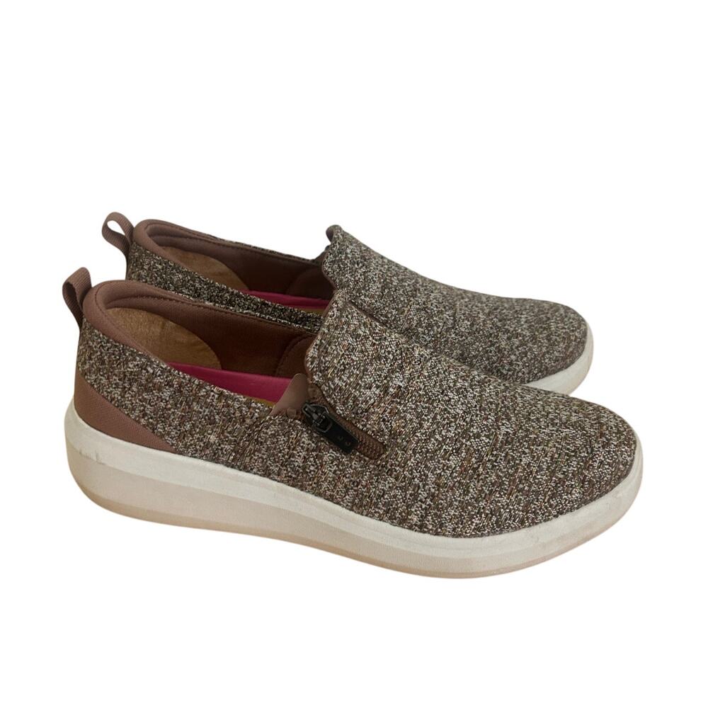 Ryka Women’s Slip-On Shoes with Zip Detail Ally Heathered Beaver Brown 8
